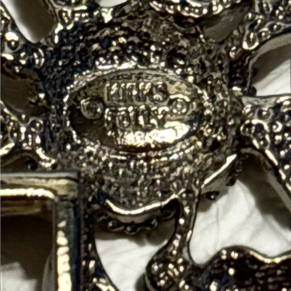 Kirks Folly Silver Tone Crystal Floral Design Cross Pendant 2-1/4” - Picture 3 of 5